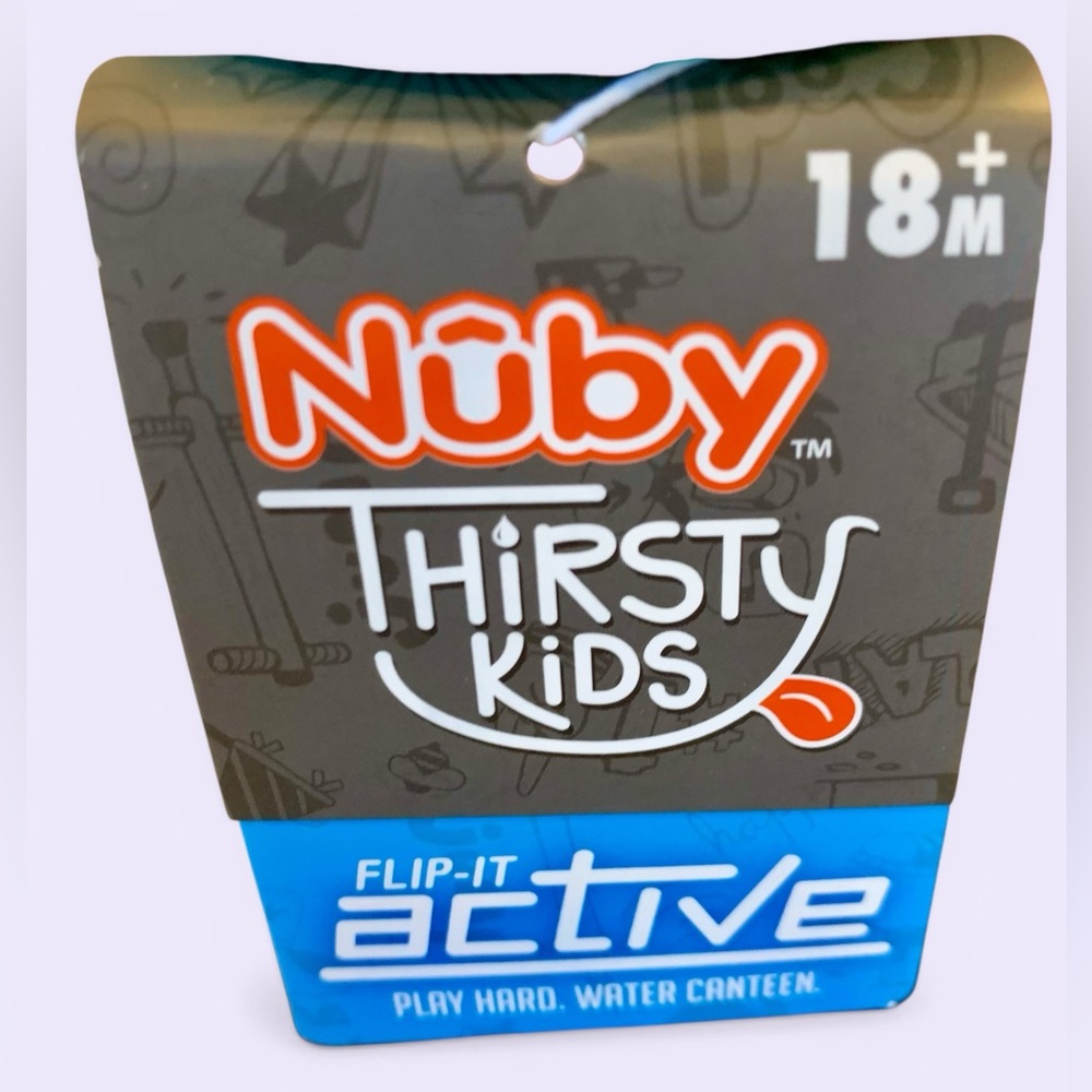 2 Kids 18+mo Nuby Flip-It play hard Active Water Bottle - Pink & Teal - Picture 3 of 4